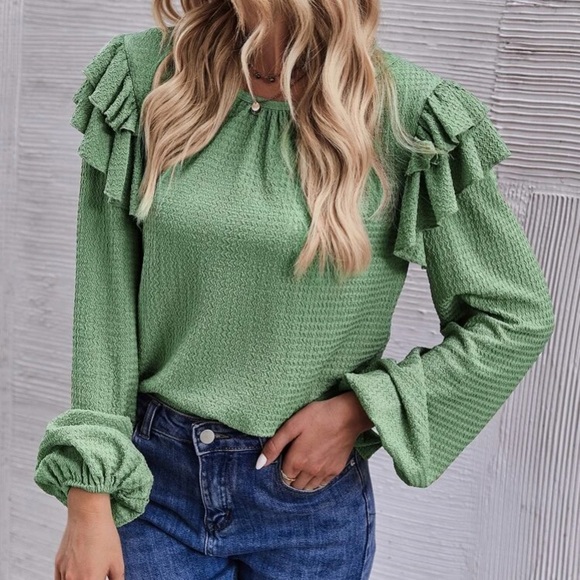 Boho ruffle trim blouse - Picture 11 of 16